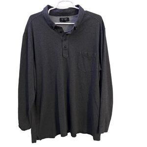 Nordstrom Polo Shirts Mens‎ Shop XXL Long Sleeve Button Gray Cotton Blend